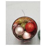 LOT OF 3 CHRISTMAS VOTIVE CANDLE HOLDERS WITH CHRISTMAS BALLS