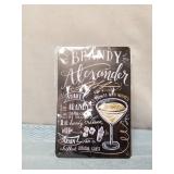 Original Vintage Design Brandy Cocktail Recipe Tin Metal Signs Wall Art, Thick Tinplate Print Poster Wall Decoration Bar/Kitchen