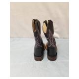 OLD WEST GIRLS COWBOY BOOTS 12 BLACK SQUARE TOE WESTERN HORSES COUNTRY LEATHER