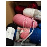 LOT OF YARN AND CROCHET HOOKS