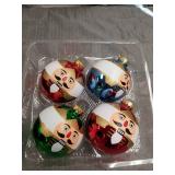 LOT OF 4 HANDCRAFTED GLASS NUTCRACKER CHRISTMAS ORNAMENTS