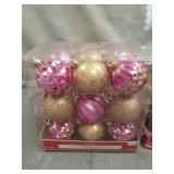 (2) Holiday Time 18-Pack Purple/Pink/Gold Round Ornaments