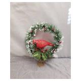 Red Bird Wreath Christmas Tree Topper, by Holiday Time