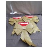 (3)Holiday Time Gold Decorative Bow