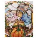 Vintage Watkins 80s Country Kids Collectors Recipe Pie Plate Pumpkin Ride 6280