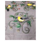 Vintage Metal Art Wall Hanging Decor 3D Birds Flowers Branches Berries 3 pc