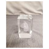 Santa 3D Laser Etched Crystal Glass Paperweight