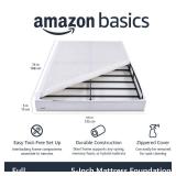 Amazon Basics Smart Box Spring Bed Base, 5-Inch Height Mattress Foundation, Tool-Free Easy Assembly, Full, 74"L x 53"W x 5"H