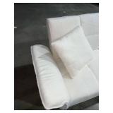 70 in Futon Sofa Bed Couch Convertible Sleeper, Cream Sherpa with Gold Legs.