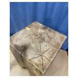 Faux Wood Block Metal Accent Table, 13 in x 20 in.