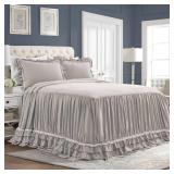 3pc Queen Ella Lace Ruffle Bedspread Set Light Gray - Lush Decor - Retail: $155.99