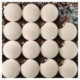 Liliful 15 Pcs Velvet Christmas Balls Bulk Flocked Christmas Tree Ball Ornaments Plastic Balls Xmas Decorative Hanging Ornaments Christmas Tree Decoration(Creamy White,3.15 Inch)