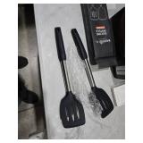 BakeRoyal Silicone Spatula Set - Turner Spatulas Silicone Heat Resistant 600°F - Slotted & Solid Silicone Spatulas for Cooking Fish, Eggs, Pancakes Flipper Silicone Cooking Utensils Set Black