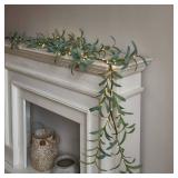 LITBLOOM Lighted Olive Garland Battery Operated with Timer 96 Fairy Lights 6FT, Artificial Greenery Twig Vine Lights for Christmas Spring Fireplace Mantle Decoration Indoor Outdoor