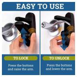 Door Lever Lock (2 Pack) Prevents Toddlers From Opening Doors. 3.25" L * 1.5" W * 4.5" H Easy One Hand Operation for Adults. Durable ABS with 3M Adhesive Backing. Simple Install, Black