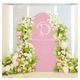 LEBENGURU Upgraded 7.2FT Wedding Arch Cover, Dusty Pink Spandex Fitted Arch Backdrop Cover, Round Top Chiara Stand Covers for Birthday Party Baby Shower Banquet Balloon Decor