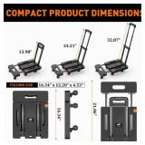 Ronlap Folding Hand Truck, Foldable Dolly Cart for Moving 500lbs Heavy Duty Luggage Cart Portable Platform Cart Collapsible Dolly with 6 Wheels & 2 Ropes for Travel House Office Moving, Black