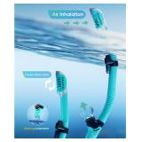 Kwambiri Snorkeling Gear for Adults Kids, Dry-Top Snorkel Set, 180°Panoramic Wide View Diving Mask Breathing Freely Snorkel Mask for Snorkeling Scuba Diving Swimming Travel