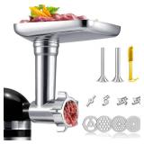 Metal Grinder Attachment for KitchenAid Stand Mixers, Meat Grinder Attachment, Sausage Stuffer, Food Grinder Attachment, Mixer Attachments for KitchenAid, Silver(Mixer Not Included)