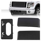 KARPAL Front LH + RH Bumper Guards Pads Caps + License Plate Frame Bracket Compatible With 2009-2014 Ford F150 F-150