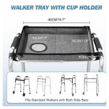 Rhino Valley Walker Tray for Folding Walker, Foldable Tray for Walker with Cup Holder, Non-Slip Mobility Table Trays for Walkers for Seniors, Walker Accessories for Elderly Rolling Walker Tray (Grey)