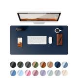 YSAGi Leather Desk Pad Protector, Office Desk Mat, Large Mouse Pad, Non-Slip PU Leather Desk Blotter, Laptop Desk Pad, Waterproof Desk Writing Pad for Office and Home (Dark Blue, 31.5" x 15.8")