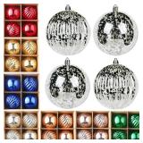 Sunshine Large Christmas Ornaments,Giant Hanging Christmas Tree Ornament Decorations for Holiday, Extra Large Shatterproof Retro Mercury Balls Set (Silver, 4inch)