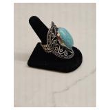 Turquoise & Silver Stretch Ring