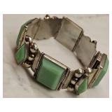 Vintage Mexican Jade Sterling Bracelet