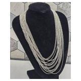 Cascading Multi-strand Silver Necklace with CZ Diamonds