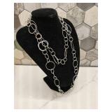 Silver Tone Oval & Circle Chain Linked Necklace