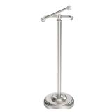 WZKALY Toilet Paper Holder Stand, Brushed Nickel Toilet Paper Holder Free Standing, Post Pivoting Design & Stable Weighted Base SUS304 Stainless Steel for Bathroom(Mega Roll)