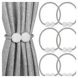 Melaluxe 6 Pack Magnetic Curtain Tiebacks, Decorative Curtain Holdbacks for Window DÃ©cor (Grey)