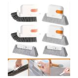 Groove Gap Cleaner Tools Set, 6 Pcs Hand-held 2 Brush with Dustpan&tweezer + 2 Sponge Brush with Dustpan + 2 Replacement Cloth for Sliding Door, Sill, Tile Lines, Shutter, Car Vents, Keyboard