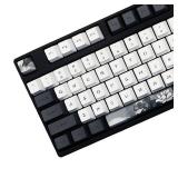 JSJT Ink Lotus Keycaps 140 Keys OEM Profile Keycaps PBT Dye Sublimation Keycaps for ANSI/ISO Layout Cherry MX Switch Mechanical Gaming Keyboards GK61/68/87/96/104/108 (with 6.25u spacebar)