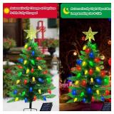 2-Pack 3.6FT Solar Christmas Tree Outdoor Christmas Decorations, 8 Modes Solar Xmas Tree Lights with 100 LED, Waterproof Solar Christmas Lights for Yard Front Porch Pathway Grave Cemetery Decor