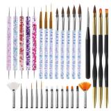 Artdone 31pcs Nail Art Brushes,Nail Art Tool Set,Nail Dotting Tools,Nail Dust Brush,Striping Nail Art Brushes for Long Lines,Nail Drawing Pen For Nail Design.