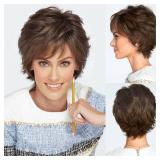 Wiwige Short Brown Wig for Women Pixie Cut Synthetic Wigs Layered Fluffy Halloween Party Cosplay Hair Wig