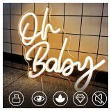 Oh Baby Neon Signs for Wall Decor USB Powered Oh Baby LED Sign for Baby Shower Decor Birthday Party Gender Reveal Christening Day Decor Baby Sign for 1st Birthday Backdrop