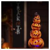 Hodao Halloween Pumpkin Decorations Indoor Halloween Decorations Clearance for Table/Halloween/Window/Present Box/Gift/Courtyard Corridor (Orange Stacked Pumpkins)