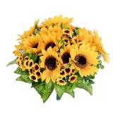 Lvydec Artificial Sunflower Bouquet, 4 Bunches Silk Sunflowers Fake Yellow Flowers for Home Decoration Wedding Decor (4 Pack)