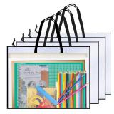 Opret 4 Pack 19x25 inch Art Portfolio Bags, Artwork Storage Case with Handle and Zipper Vinly Mesh Folder Organizers for Bulletin Boards, Scrapbooks, Keepsake and Poster Storage