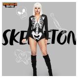 Spooktacular Creations Women Skeleton Costume, Scary Halloween Costumes Woman, Skeleton Bodysuit for Women, Dress up Party (size unknown)