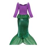 Oumbivil Mermaid Princess Dress Ariel Costume for Grils Cosplay Birthday Party Halloween Costumes with Wig, Headband, Necklace OU029S (size unknown)