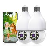 AnlanBodo Light Bulb Security Camera, 5G/2.4GHz WiFi Security Cameras Wireless Outdoor 2K Cameras for Home Security Two-Way Call,Night Vision, Motion Detection, Bulb Camera Easy to Install (2Pcs)