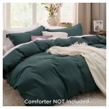 Bedsure Duvet Cover Queen Size - Soft Prewashed Duvet Cover Set, 3 Pieces, 1 Duvet Cover 90x90 Inches with Zipper Closure and 2 Pillow Shams, Forest Green, Comforter Not Included