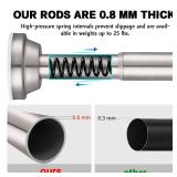 Nickel Shower Curtain Rod - Never Rust Non-Slip 43-76 Inch Stainless Steel, No Drill Shower Curtain Rods for Bathroom 1 Inch Diameter