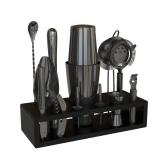 Highball & Chaser 13-Piece Gunmetal Black Stainless Steel Boston Cocktail Shaker Bar Tool Set with Mixology Bartender Kit Accessories - Retail: $80.05