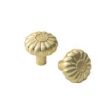 Yanxia 12 Pack Elegant Golden Bloom Brushed Brass Cabinet Knobs, Drawer Pulls for Kitchen, Dresser Cabinet Hardware for Bedroom, 1-1/4 Inches Diameter Handles