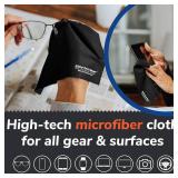 Elite Tech Gear Microfiber Cleaning Cloth for Glasses- 4-Pack, 12" x 12"- Durable Oversized Glasses Cleaning Cloth- Eyeglass Cleaning Wipes for Lenses, Electronics- High Tech Quality Material (Black)